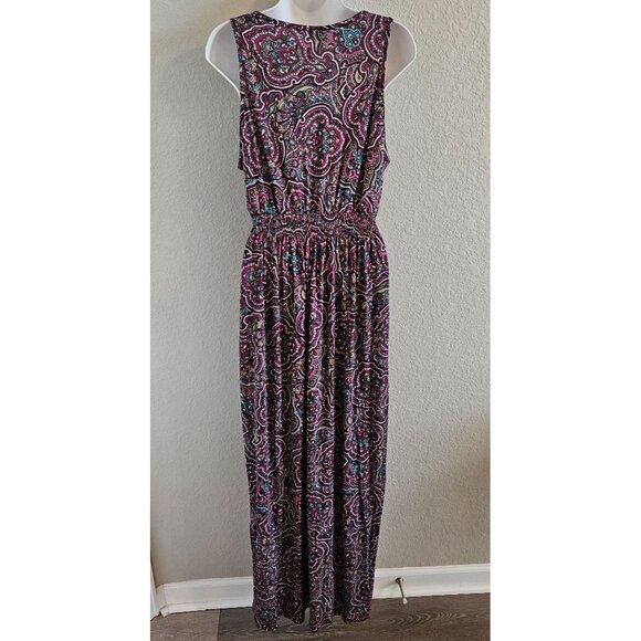 Lascana Woman Size 10 Halter Maxi Dress Elastic Smocked Waist Festival Hippie - Picture 2 of 8